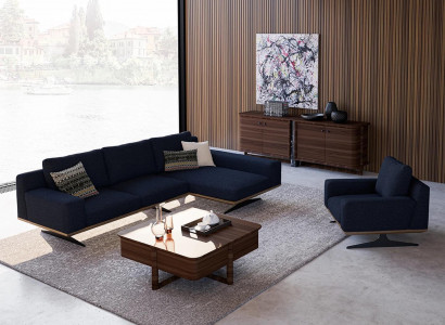 Modern Blau Designer Wohnzimmer Einrichtung Polstersofa Luxus Polster Textil